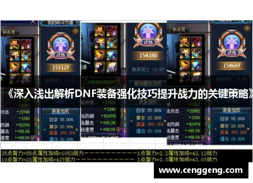 《深入浅出解析DNF装备强化技巧提升战力的关键策略》